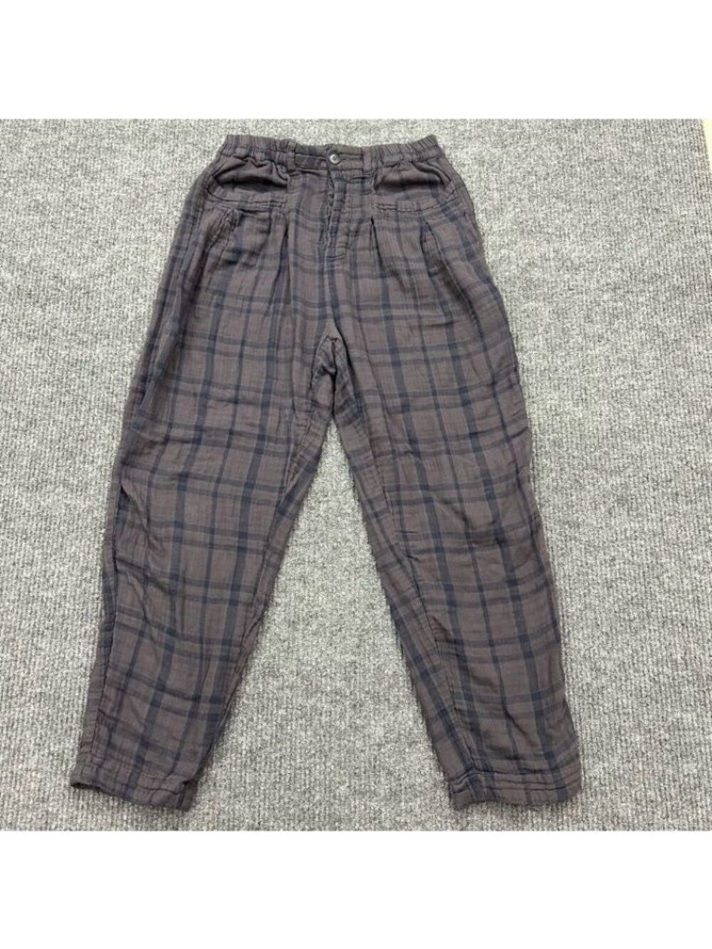 Free People x CP Shades Lourdes Trousers Mid Rise Plaid Tapered Womens sz Medium
